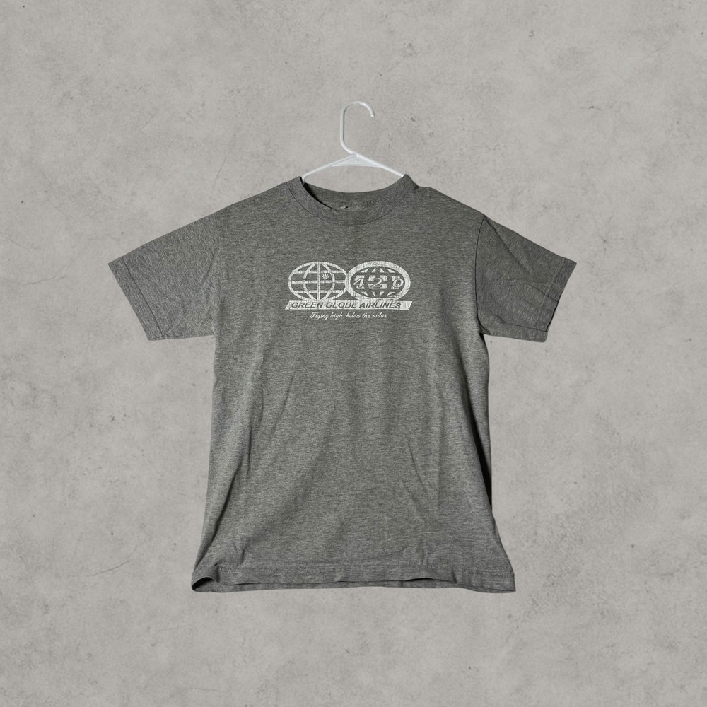 Green Globe Airlines 420 Graphic T-Shirt Heather Gray Mens Small Streetwear Tee